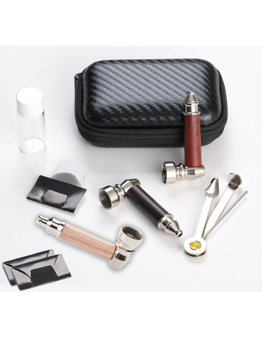 Juego de pipas de tabaco 3 piezas madera Genérico con accesorios