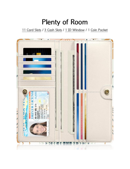 Billetera RFID Delgada para Mujeres Nipichsha - Hojas Boho Billetera RFID Delgada para Mujeres Nipichsha - Hojas Boho