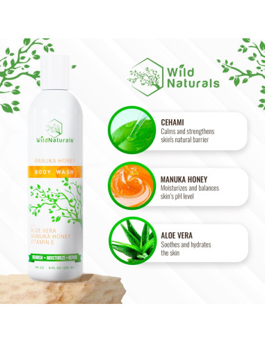 Jabón Corporal Orgánico Wild Naturals 236.6 ml Miel de Manuka