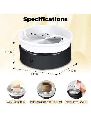 Rueda de Alfarería Innofans 6" (15.24 cm) Kit Completo