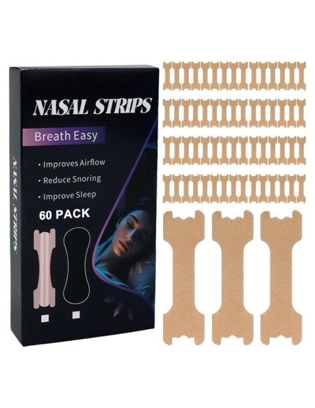 Tiras Nasales QUANROL para Ronquidos - 60 Piezas Hipoalergénicas