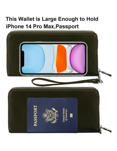 Billetera Clutch de Cuero Lavemi Mujer RFID Grande Negra