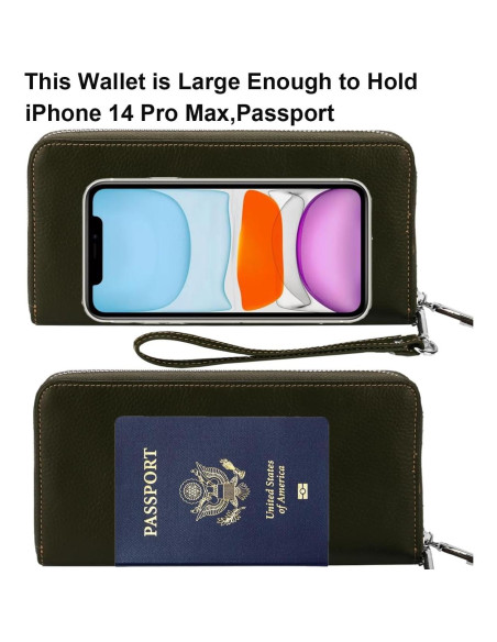 Billetera Clutch de Cuero Lavemi Mujer RFID Grande Negra