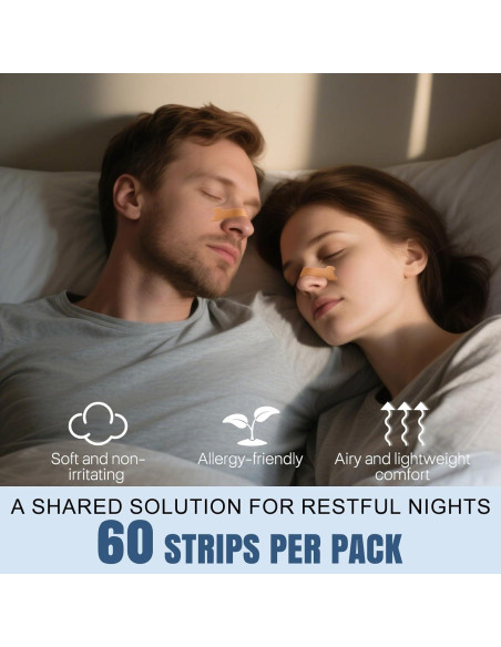 Tiras Nasales QUANROL para Ronquidos - 60 Piezas Hipoalergénicas