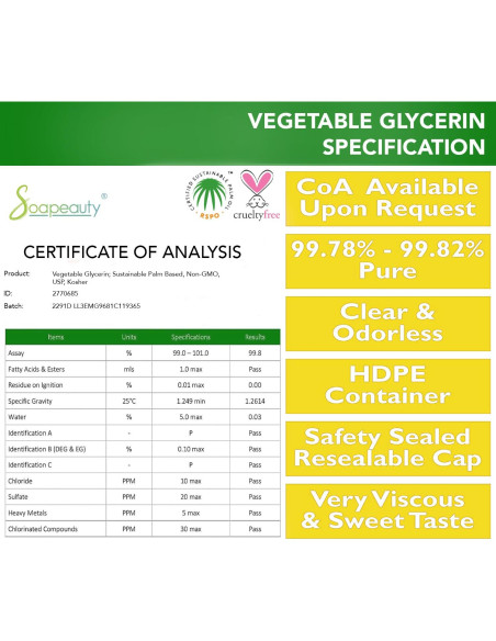 Glicerina Vegetal Soapeauty 113.4 g Natural USP Sin OGM