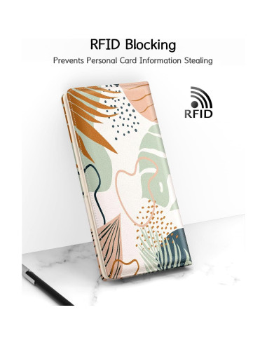 Billetera RFID Delgada para Mujeres Nipichsha - Hojas Boho