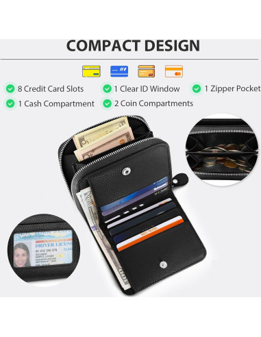 Billetera Pequeña de Cuero Genuino XINNSTAR con Bloqueo RFID