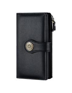 Billetera de Mujer Travelambo RFID Clutch Trifold Negra