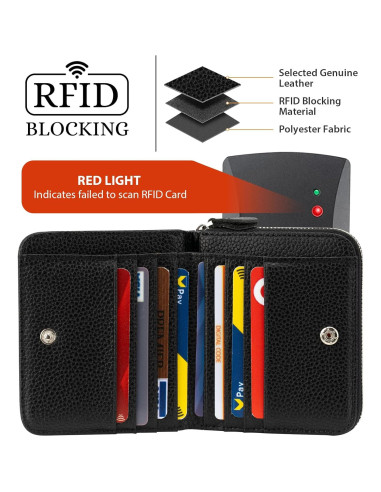 Billetera Pequeña de Cuero Genuino XINNSTAR con Bloqueo RFID
