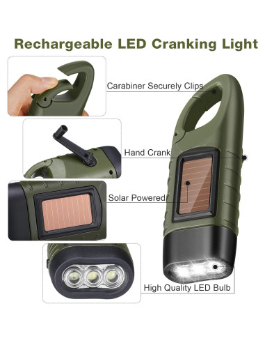 Juego de 4 Linternas de Manivela Solar Mudder LED Emergencia