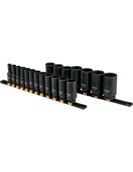 Juego de Enchufes de Impacto Profundo DEWALT 19 Piezas 1/2"