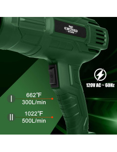 Soplete de Calor 1500W Excited Work con 4 Boquillas y Doble Temperatura 2