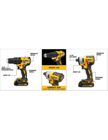 Taladro Atornillador Inalámbrico DEWALT 20V MAX Compacto 1/2"
