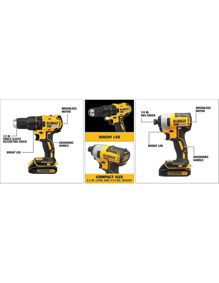 Taladro Atornillador Inalámbrico DEWALT 20V MAX Compacto 1/2"