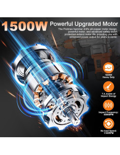 Martillo Perforador Rotativo Protmex MX-98 1500W 3 Funciones 2