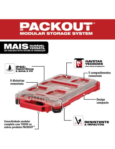 Organizador Compacto Milwaukee 48-22-8436 IP65 5 Compartimentos