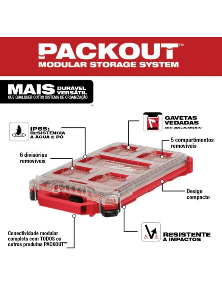 Organizador Compacto Milwaukee 48-22-8436 IP65 5 Compartimentos