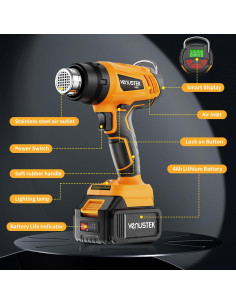 Pistola de Calor Inalámbrica VENUSTEK 20V 2 Baterías 4.0Ah 2