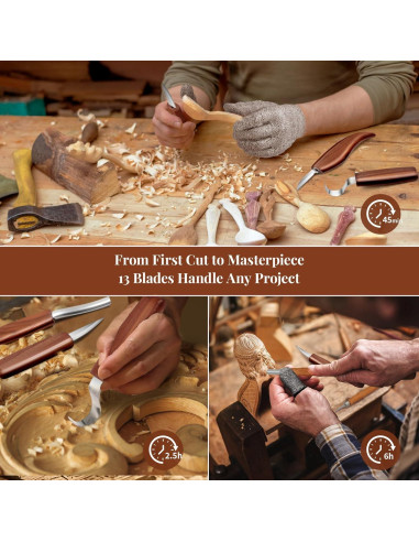 Kit de Tallado en Madera COZYGIFT 29 Piezas con Estuche