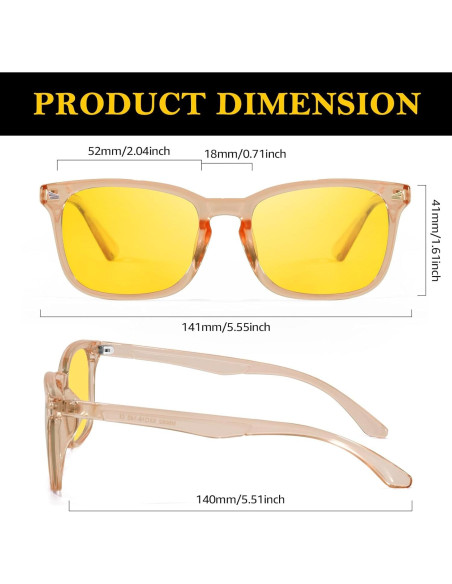 Gafas de Visión Nocturna TJUTR Polarizadas Amarillas Unisex