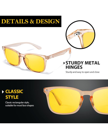 Gafas de Visión Nocturna TJUTR Polarizadas Amarillas Unisex