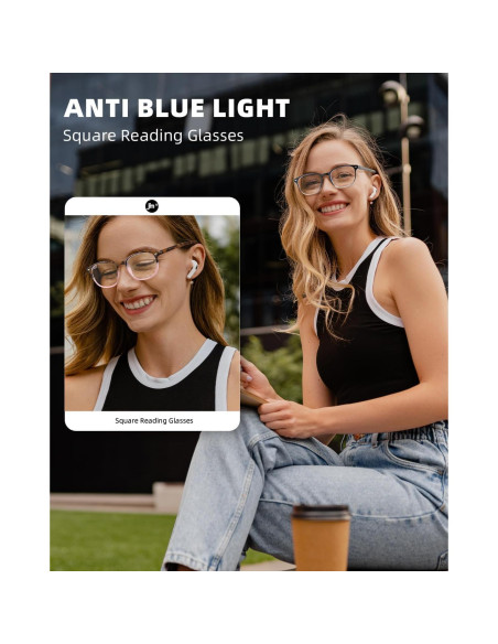 Gafas de lectura con luz azul JM - Paquete de 6 colores +2.25