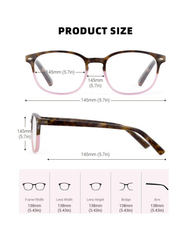 Gafas de lectura con luz azul JM - Paquete de 6 colores +2.25