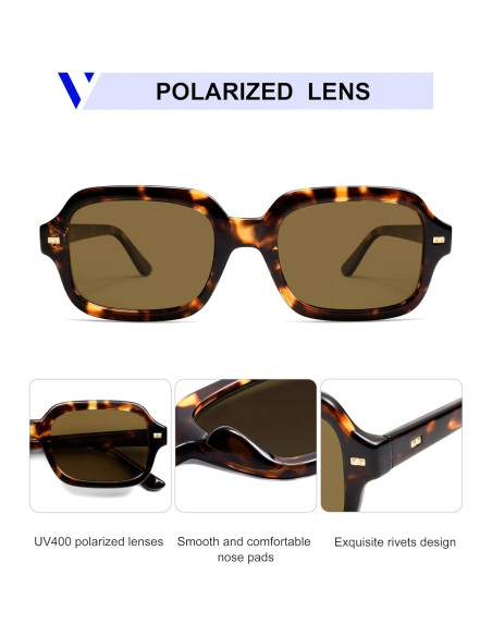 Gafas de sol polarizadas retro VL9832 unisex cuadradas
