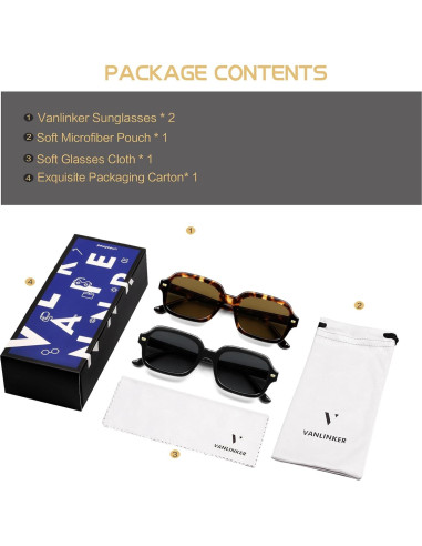 Gafas de sol polarizadas retro VL9832 unisex cuadradas