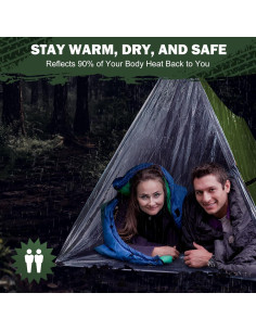 Tienda de Supervivencia Mylar 2 Personas con Silbato y Paracord 2