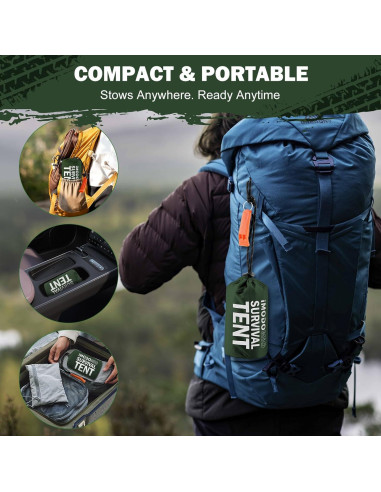 Tienda de Supervivencia Mylar 2 Personas con Silbato y Paracord