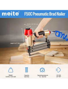 Clavadora Neumática Meite F50C 18 Calibres 5/8" a 2" 2