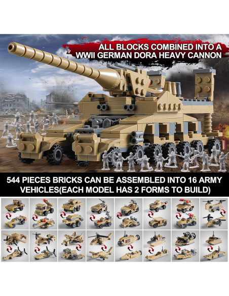 Juguete de Construcción Militar KAZI 33 en 1 con Soldados