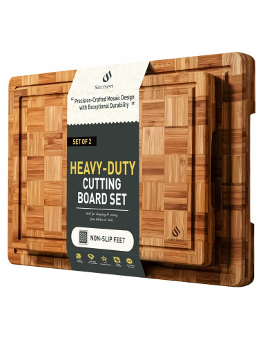 Juego de 2 tablas de cortar de bambú antideslizantes Socisen