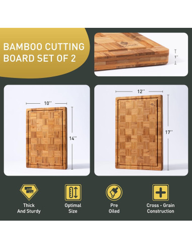 Juego de 2 tablas de cortar de bambú antideslizantes Socisen