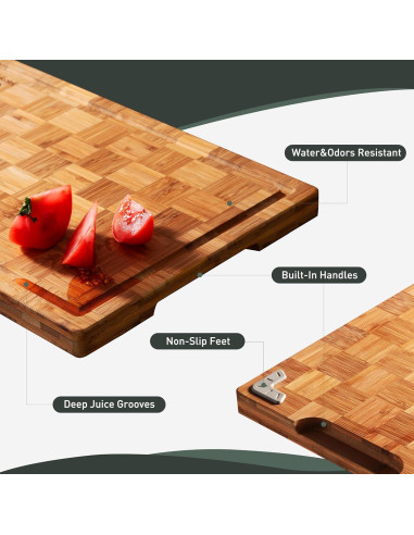 Juego de 2 tablas de cortar de bambú antideslizantes Socisen