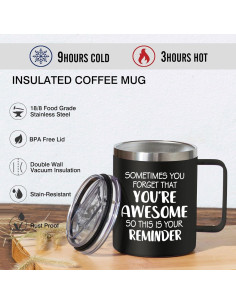 Taza de Café Abledn 14Oz Negra - Eres Increíble, Regalo Divertido 2