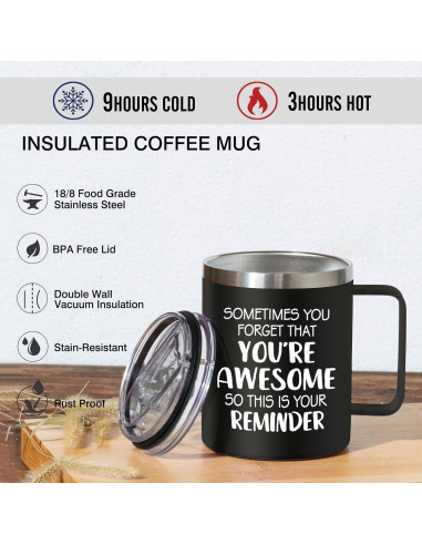 Taza de Café Abledn 14Oz Negra - Eres Increíble, Regalo Divertido