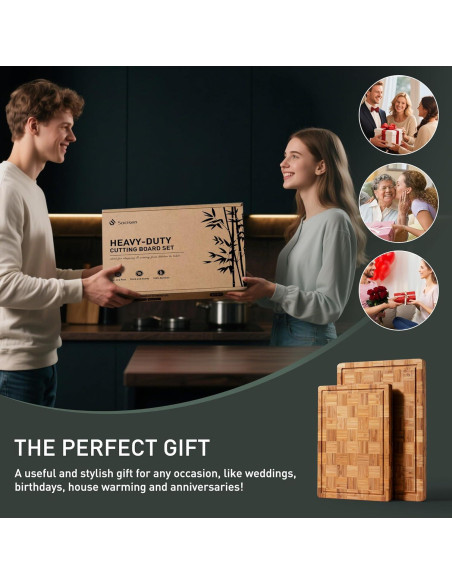 Juego de 2 tablas de cortar de bambú antideslizantes Socisen