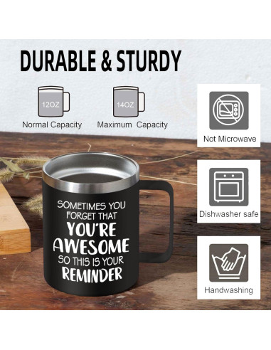 Taza de Café Abledn 14Oz Negra - Eres Increíble, Regalo Divertido