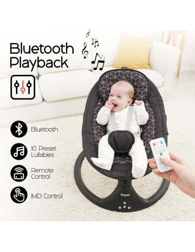 Columpio Eléctrico Napei para Bebés 0-9 Meses, 5 Velocidades