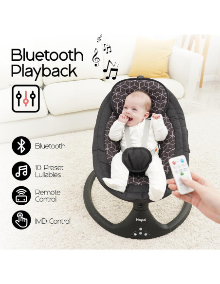 Columpio Eléctrico Napei para Bebés 0-9 Meses, 5 Velocidades