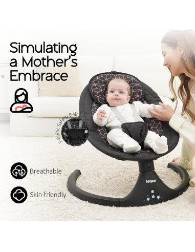 Columpio Eléctrico Napei para Bebés 0-9 Meses, 5 Velocidades