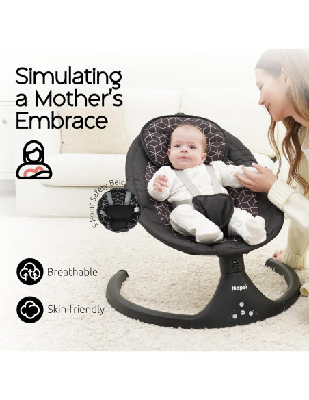 Columpio Eléctrico Napei para Bebés 0-9 Meses, 5 Velocidades