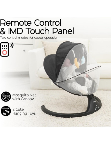 Columpio Eléctrico Napei para Bebés 0-9 Meses, 5 Velocidades