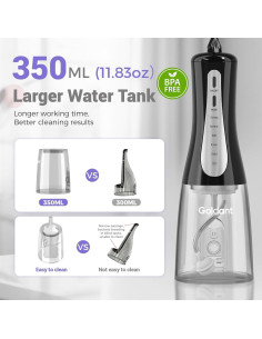 Hilo Dental de Agua Goldant 350ML Inalámbrico IPX7 Negro 2