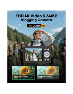 Cámara Digital Compacta WONNIE 64MP 4K Autofocus Zoom 16X 2