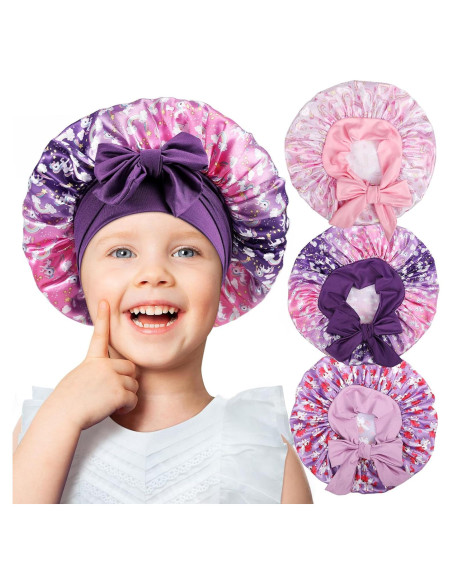 3 Gorras de Seda Suave para Niñas con Patrón Unicornio