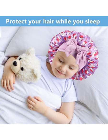 3 Gorras de Seda Suave para Niñas con Patrón Unicornio