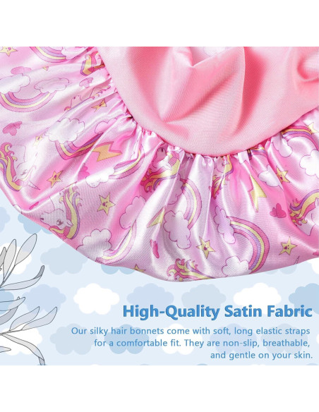 3 Gorras de Seda Suave para Niñas con Patrón Unicornio
